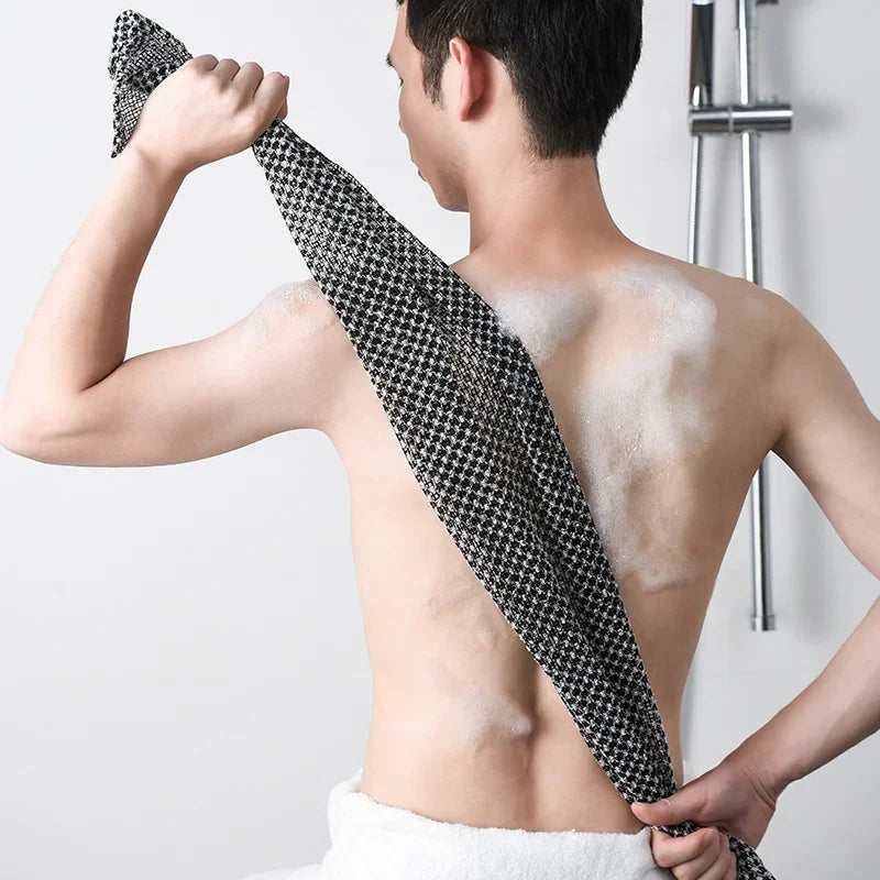 Exfoliating Shower Towel Black Grid